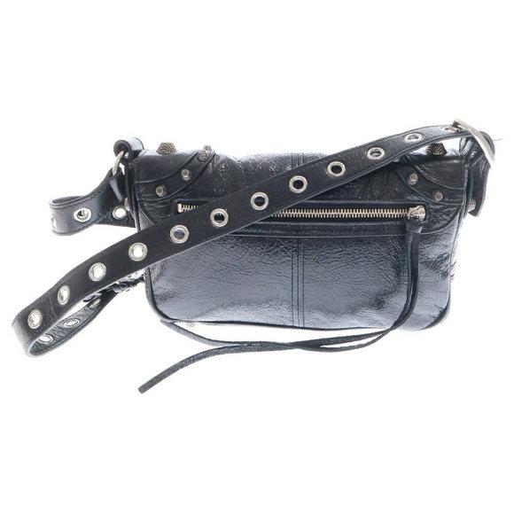 Balenciaga LE CAGOLE Studded Leather Shoulder Bag Black - Picture 2 of 5